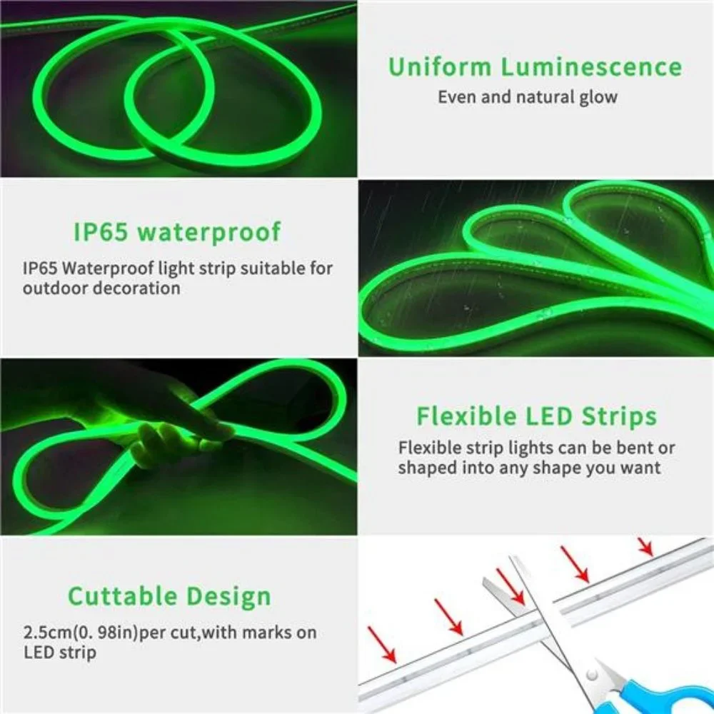 16.4ft LED neon Lights with Remote APP Control IP65 Waterproof Flexible